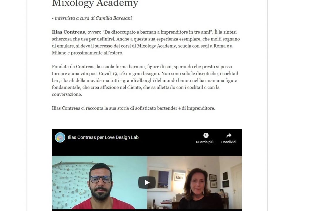 Love Design Lab parla di MIXOLOGY Academy