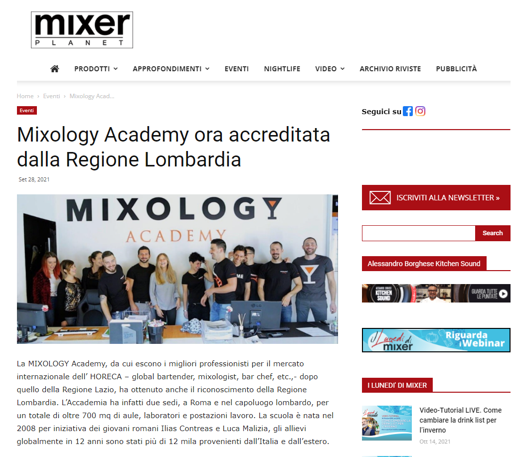 Mixer Planet parla di MIXOLOGY Academy